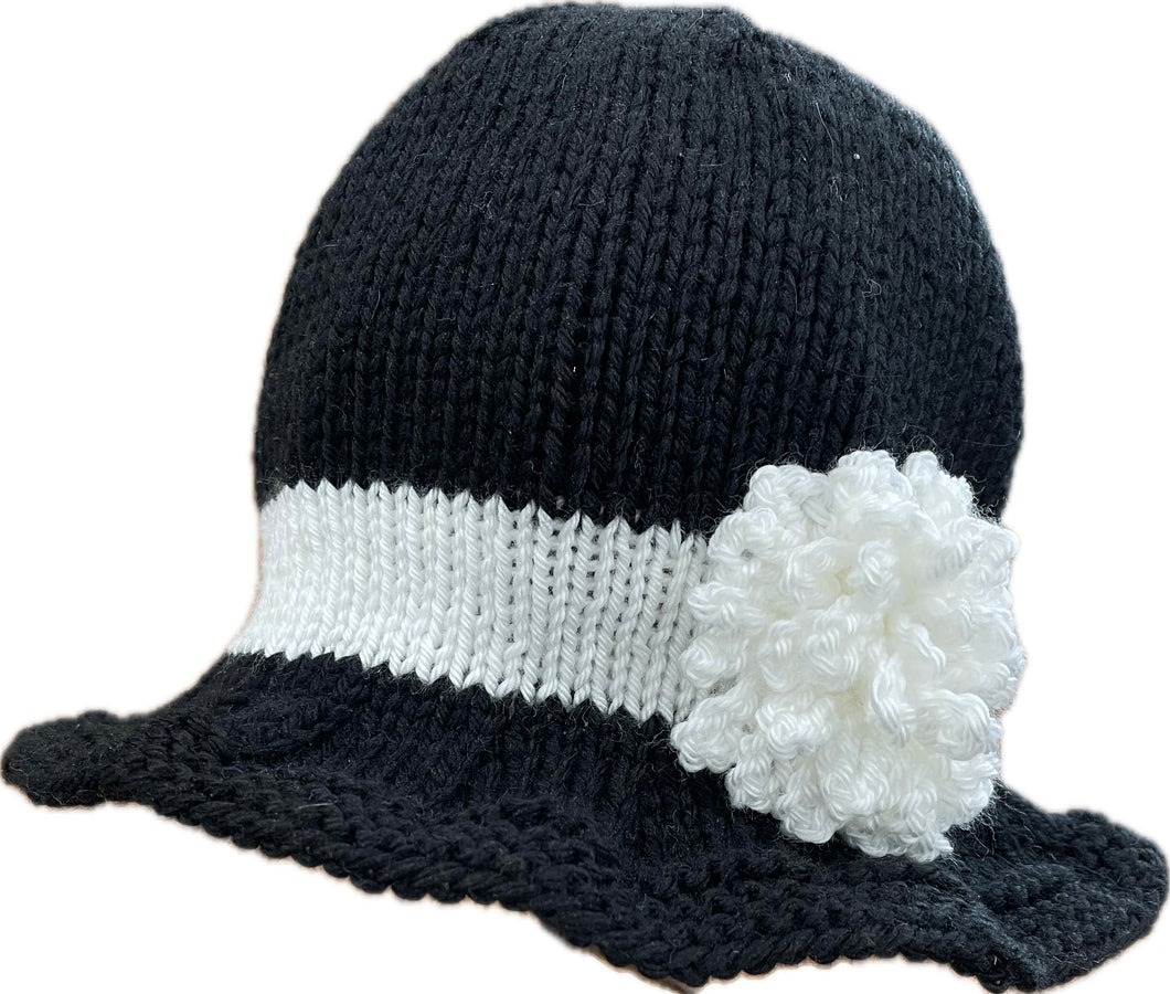 Summer Knit Beanie Pattern with Crochet Flower Pattern by Knots of